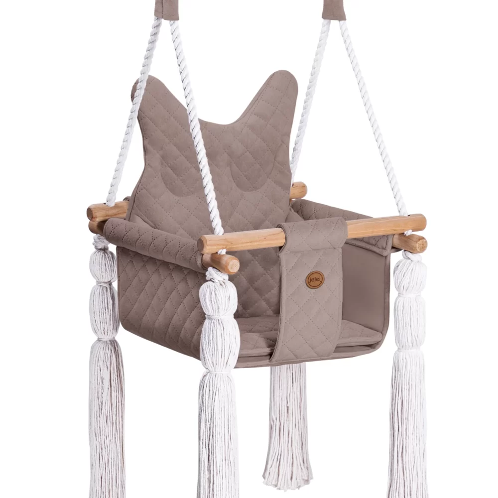 jelej® HooHoo Beige wooden baby swing owl shape pillow