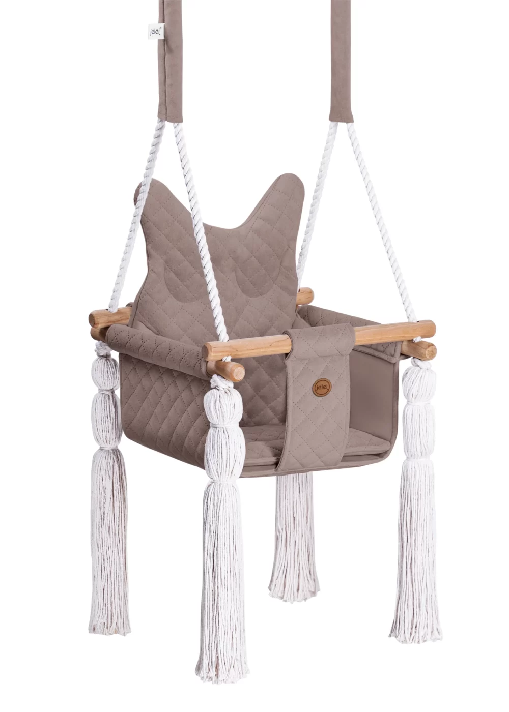 jelej® HooHoo Beige wooden baby swing owl shape pillow